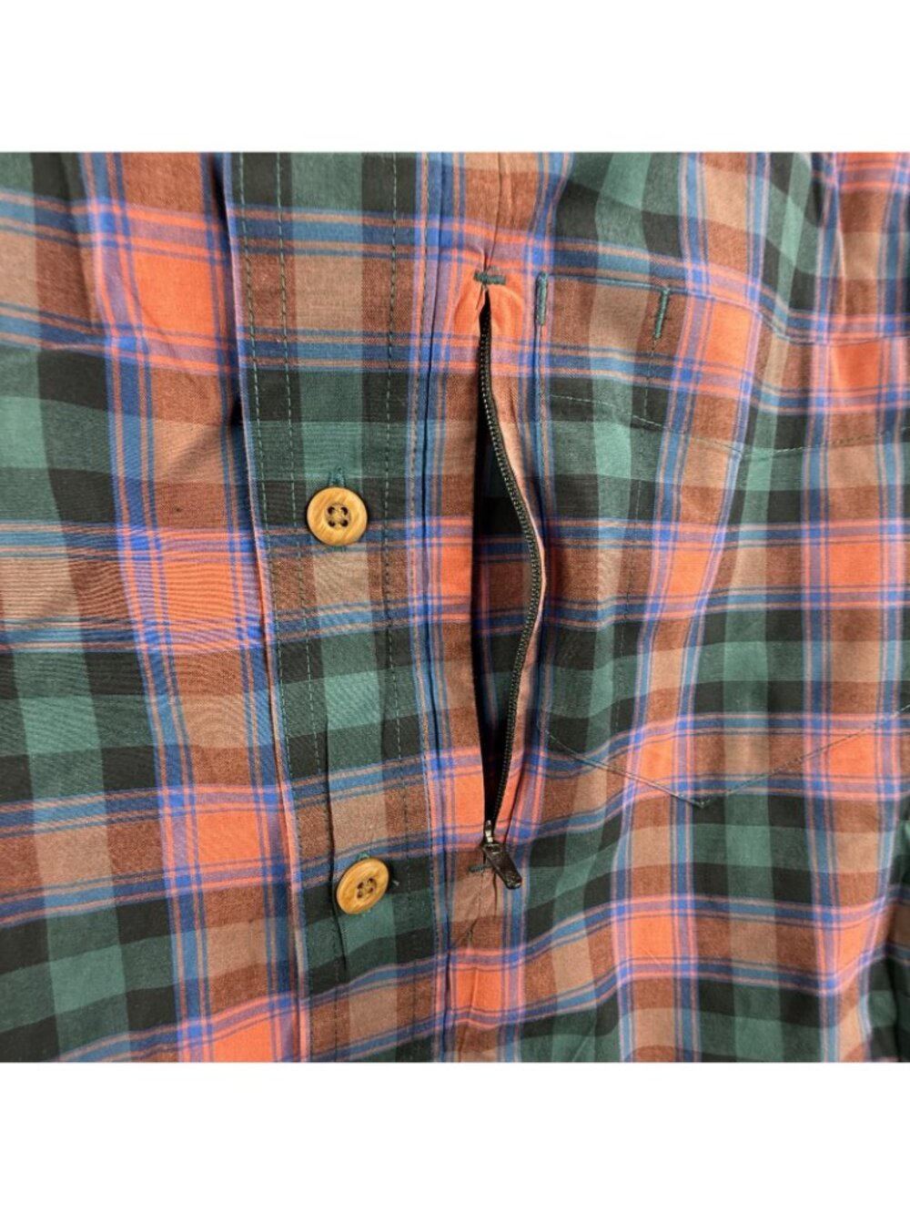 Duluth Trading Shirt Mens Large Green Pink Plaid Button Up Long Sleeve Untucked - Picture 8 of 16